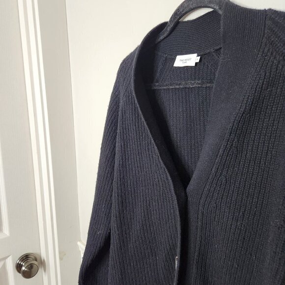 THE RESET R LABEL Black Cabin Cardigan Sweater Button Front Wool Cashmer… - Picture 2 of 5